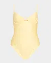 Simkhai Laine Ruched Cup Underwire One Piece Swimsuit In Buttercream