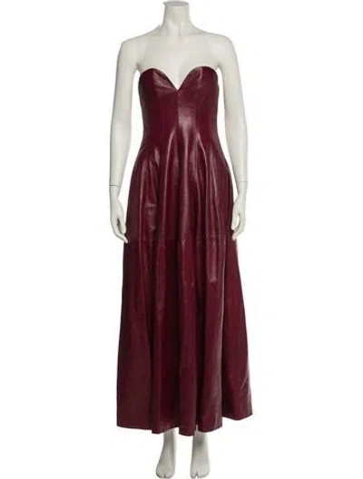 Pre-owned Simkhai Lamb Leather Long Dress In Burgundy