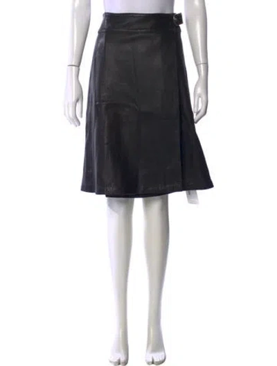 Pre-owned Simkhai Lamb Leather Midi Length Skirt In Black