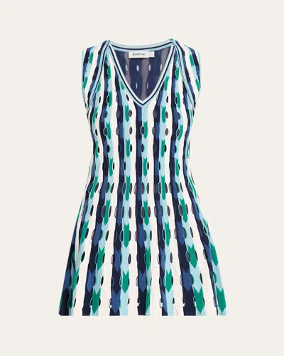 Simkhai Langley Pointelle-knit Mini Dress In Animal Print
