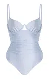 Simkhai Lanie Ruched One-piece Swimsuit In Blue