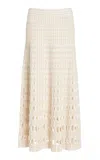 Simkhai Larken Gingham-knit Midi Skirt In Off-white