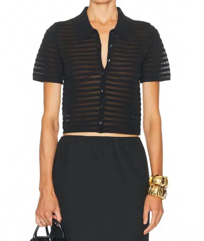 SIMKHAI LARKEN SHORT SLEEVE CARDIGAN IN BLACK