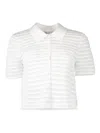 Simkhai Larken Striped Polo-neck Cardigan In White