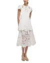 Simkhai Laura Guipure Lace Cap Sleeve Midi Dress In White