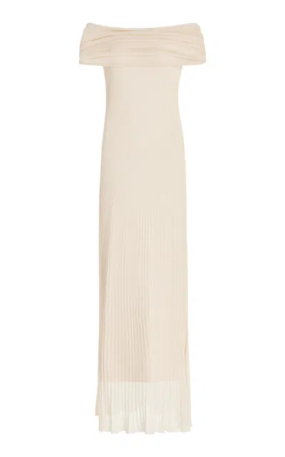 Simkhai Laurelle Knit Off-the-shoulder Maxi Dress In Off-white