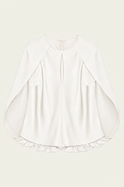 Simkhai Lauren Satin Cape Top In Ivory In White