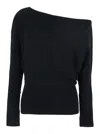 Simkhai Lavina Black Draped Off-shoulder Sweater In Wool Blend Woman In Black