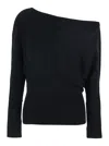 Simkhai Lavina Black Draped Off-shoulder Sweater In Wool Blend Woman In Black
