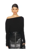 Simkhai Lavina Draped Off Shoulder Sweater In Black