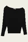 Simkhai Lavina Draped Off-shoulder Sweater In Black In Black