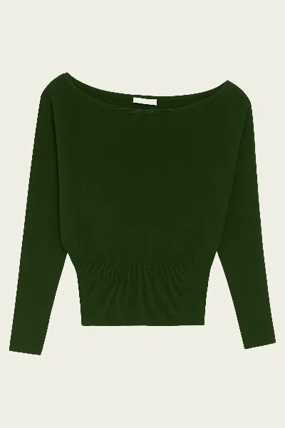 Simkhai Lavina Draped Off-shoulder Sweater In Cypress In Green