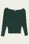 Simkhai Lavina Draped Off-shoulder Sweater In Emerald In Green