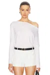 Shop Simkhai Lavina Draped Off Shoulder Sweater In Ivory