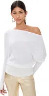 Simkhai Lavina Draped Off Shoulder Sweater Ivory In Ivory
