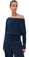 Simkhai Lavina Draped Off Shoulder Sweater Midnight In Blue