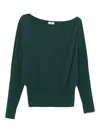 Simkhai Lavina Draped Off-shoulder Sweater In Emerald In Green
