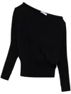 Simkhai Lavina Draped Off-shoulder Sweater In Black In Black