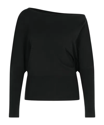Simkhai Lavina Draped Off Shoulder Sweater In Black
