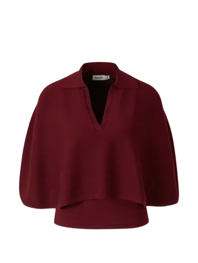 Simkhai Layered Spread-collar Sweater In Burgundy