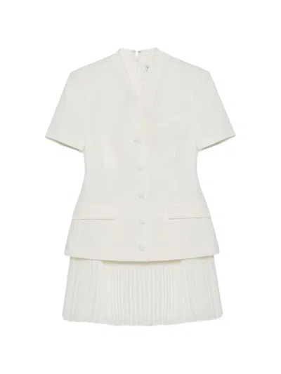 Simkhai Leah Pleated-skirt Blazer Mini Dress In White
