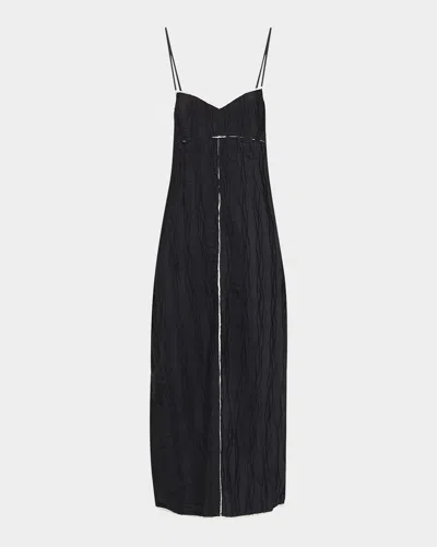Simkhai Leah Textured Sleeveless Midi Dress In Black