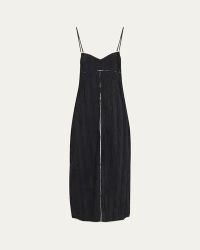 Simkhai Leah Textured Sleeveless Midi Dress In Black
