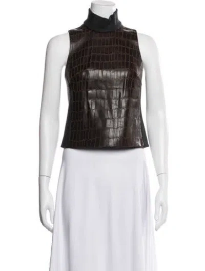 Pre-owned Simkhai Leather Animal Print Top In White