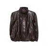 Simkhai Leather Cape Jacket In Dark Brown