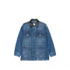 Simkhai Leather-collar Denim Jacket In Blue