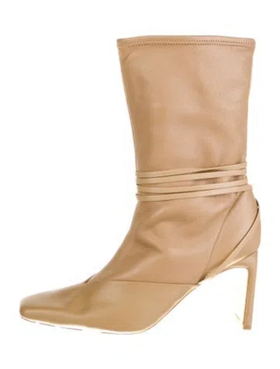 Pre-owned Simkhai Leather Colorblock Pattern Boots In Neutral