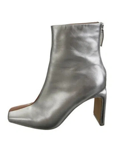 Pre-owned Simkhai Leather Colorblock Pattern Boots In Silver