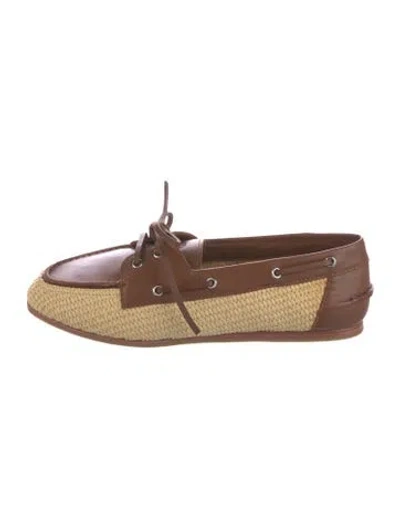 Pre-owned Simkhai Leather Colorblock Pattern Moccasins In Brown