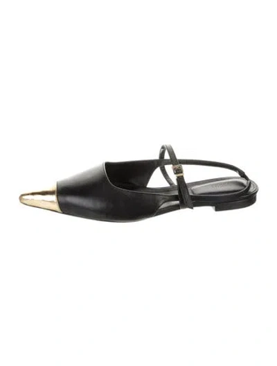 Pre-owned Simkhai Leather Colorblock Pattern Slingback Flats In Black