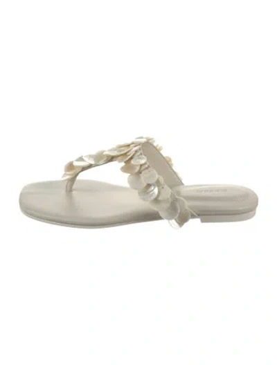 Pre-owned Simkhai Leather Flip Flops In Neutrals/white