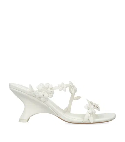 Simkhai Leather Floral Willow Heeled Sandals 75 In White