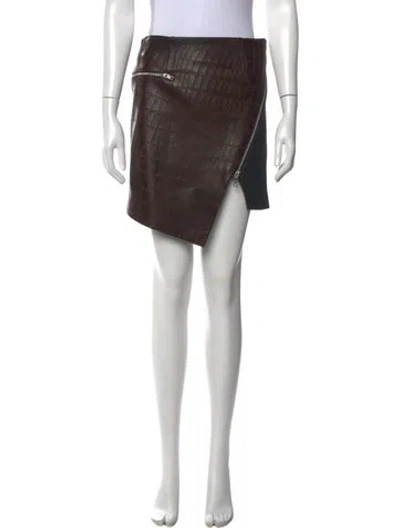 Pre-owned Simkhai Leather Mini Skirt In Brown/grey