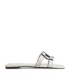 Simkhai Leather Monogram Flat Slide Sandals In White