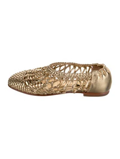 Pre-owned Simkhai Leather Patterned Flats In Gold/metallic