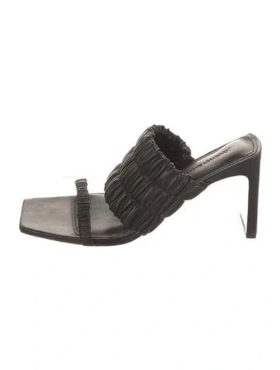 Pre-owned Simkhai Leather Pleated Accents Slides In Black