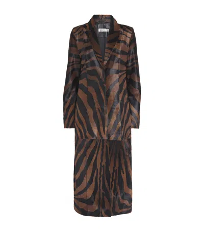 Simkhai Leather Pony Hair Zebra Rilo Coat In Brown