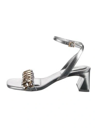 Pre-owned Simkhai Leather Sandals In Metallic/silver