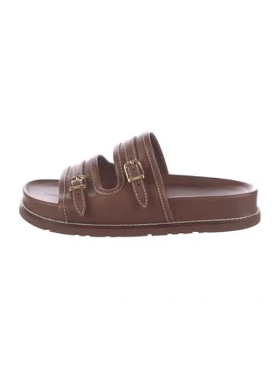 Pre-owned Simkhai Leather Slides In Brown