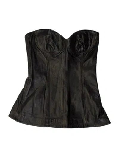 Pre-owned Simkhai Leather Strapless Top In Black