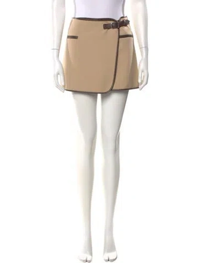 Pre-owned Simkhai Leather Trim Embellishment Mini Skirt In Brown