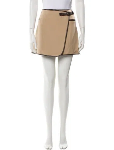 Pre-owned Simkhai Leather Trim Embellishment Mini Skirt In Neutral