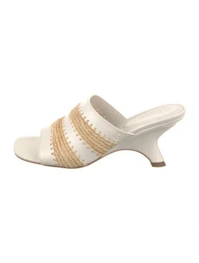 Pre-owned Simkhai Leather Whipstitch Trim Slides In White