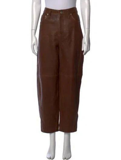 Pre-owned Simkhai Leather Wide Leg Pants In Brown