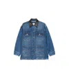 Simkhai Leather-collar Denim Jacket In Blue