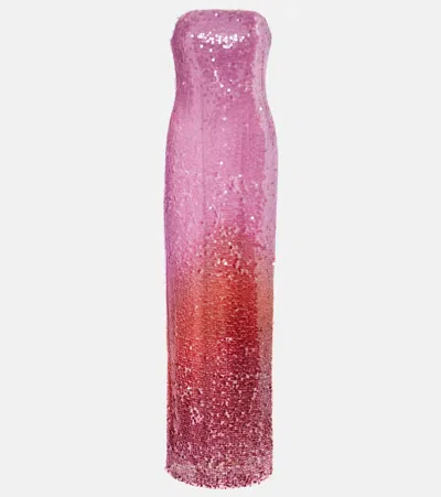Simkhai Leilani Ombré Sequined Gown In Pink